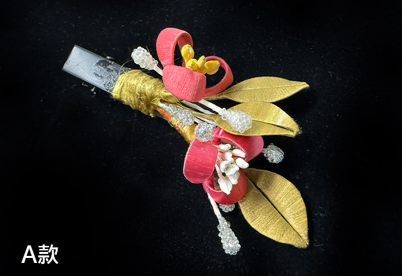 翼藝纏花福飾 -傳統紅春仔花(玫瑰叢)夾/胸針/髮梳